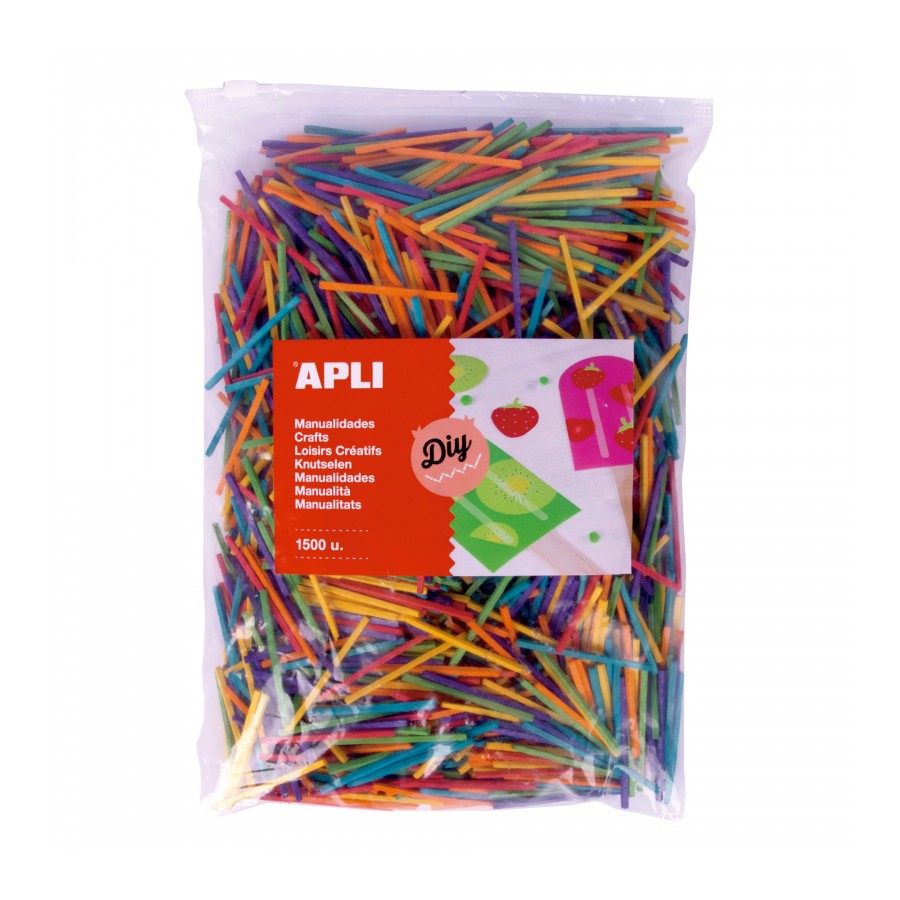 BOLSA APLI 18157 MINI PALOS MADERA COLORES 1500 UNID.