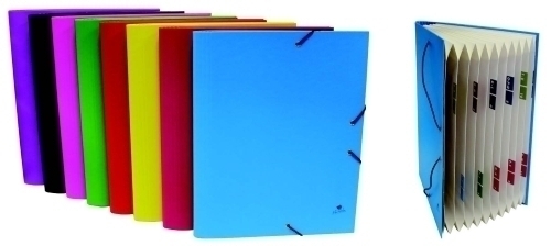 CARPETA CLASIFICADORA MARIOLA 0919SU CARTON PLASTIF. Fº 12 DPTOS.GOMAS