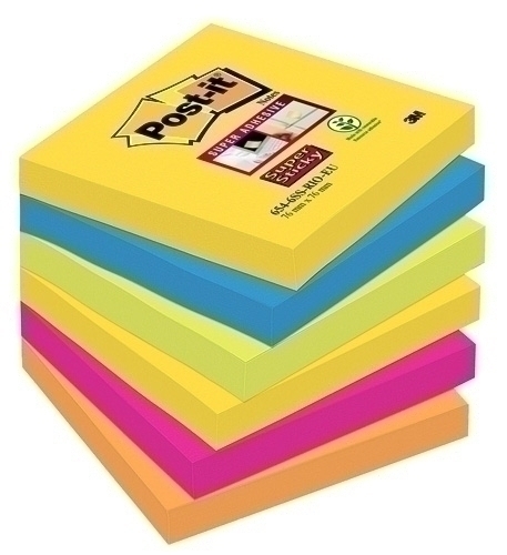 [654-6SS-CARN] TACO NOTAS POST-IT 654-6SS-RIO-EU SUPER STICKY 76x76 COLORES RIO DE JANEIRO PACK de 6