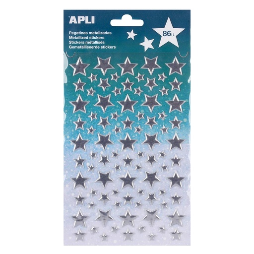 [17189] BOLSA APLI 17189 PEGATINAS ESTRELLAS METALIZADAS PLATA 1H