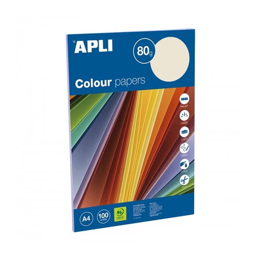 [15278] BOLSA APLI 15278 PAPEL COLOR SURTIDO PASTEL A4 80G.100H