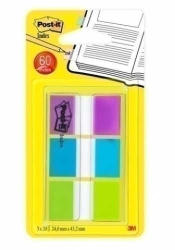 [680-PBG] BANDERITAS POST-IT 680-PBG ADHESIVAS  PACK DE 3 (AZUL-VERDE-VIOLETA)