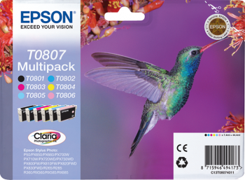 [C13T08074011] PACK DE CARTUCHOS 6 COLORES (CMYK, PC Y PM) EPSON T0807