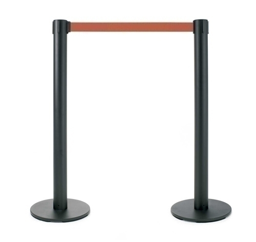 [803/E2/RJ] POSTE PLANNING 803/E2/RJ SEPARADOR NEXT ECO METALICO NEGRO 95 cm. CON CINTA RETRACTIL ROJO 200 cm. PACK de 2