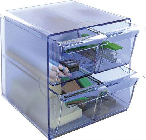 [6704AZTP] BANDEJA ORGANIZADOR ARCHICUBO 6704AZTP (cubo 4 cajones pequeños) CRISTAL AZUL 