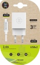 CARGADOR TEC2401 DOBLE PARED BLANCO + CABLE USB MICRO ANDROID ALTO RENDIMIENTO 2,4A