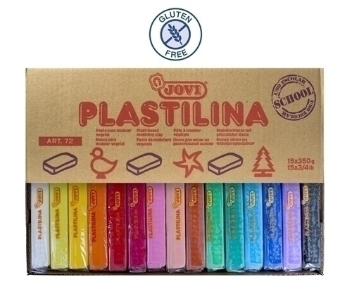 [72S] PLASTILINA JOVI 72S PASTILLA 350 gr. SURTIDO CAJA DE 15