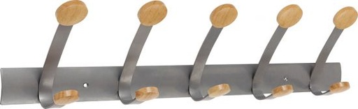 [ALPMV5 GS] PERCHERO PARED ALPMV5 GS CON 5 COLGADORES DOBLES ACABADOS EN MADERA