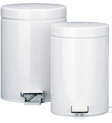 [P05011] PAPELERA METALICA P05011 BLANCA CON TAPA PEDAL 12 LITROS