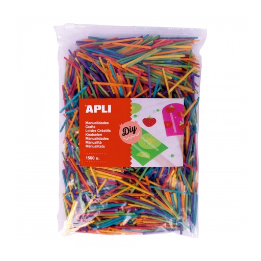 [18157] BOLSA APLI 18157 MINI PALOS MADERA COLORES 1500 UNID.