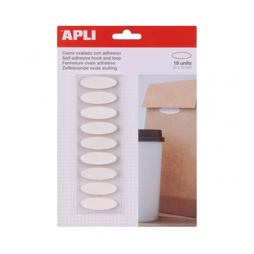[17413] PUNTOS APLI 17413 OVALADOS ADH. GANXO/BUCLE 35X12 18 UNID.