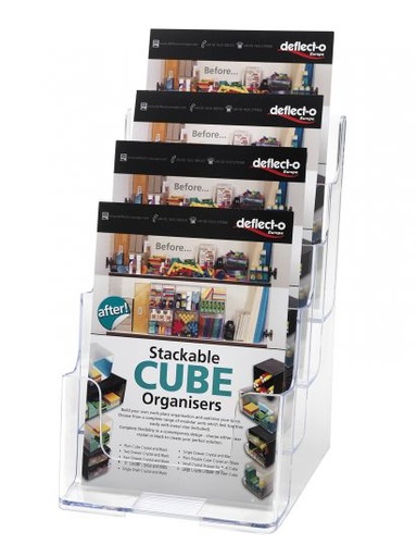 [77901] PORTAFOLLETOS DEFLECT-O 77901 SOBREMESA A5 VERTICAL 4 COMPARTIMENTOS CRISTAL