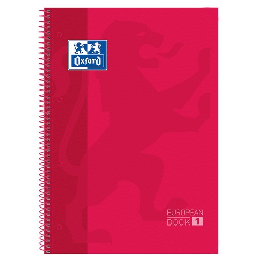 [100430198] CUADERNO OXFORD 100430198 EUROPEANBOOK 1 TAPA EXTRADURA A4+  80H.5X5 ROJO 