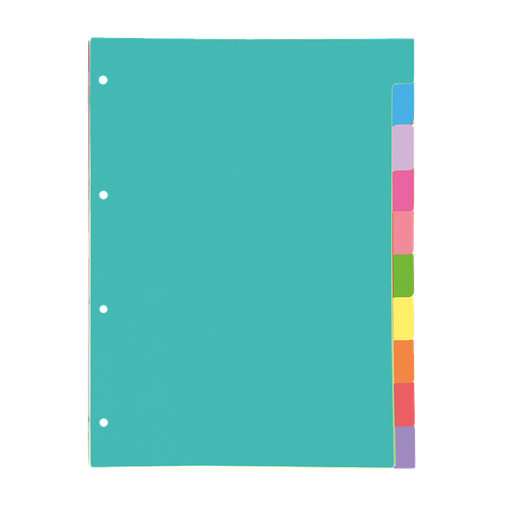 [400149957] SEPARADORES OXFORD CARTULINA STRONGLINE A4 10 POSICIONES 0 10 COLORES