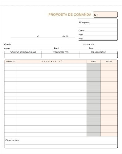 [T-97/C] TALONARIO LOAN T-97/C PEDIDOS HOLANDESA DUPLICADO CATALAN