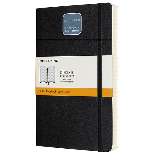 [0012679] LIBRETA MOLESKINE 0012679 QP616EXP CLASICA MAYOR GROSOR NEGRA L RAYADA TAPA BLANDA