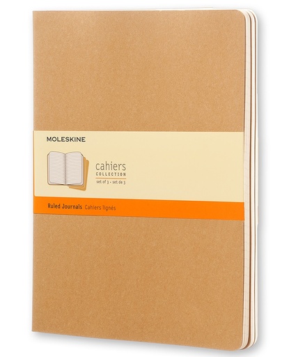[0014204] LIBRETAS MOLESKINE 0014204 QP421 CAHIER MARRON KRAFT XL RAYAS (SET DE3)