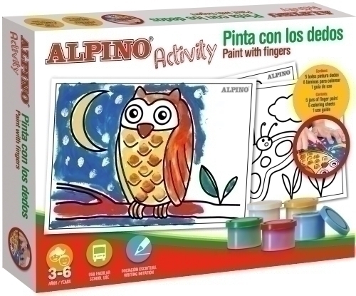 [AC000001] ALPINO AC000001 ACTIVITY PINTA CON LOS DEDOS KIT (5 BOTES DE PINTURA DE DEDOS + 6 LAMINAS COLOREAR + GUIA USO)
