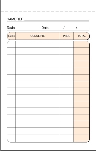 [T-140/C] TALONARIO LOAN T-140/C CATALAN CAMAREROS BOLSILLO DUPLI 