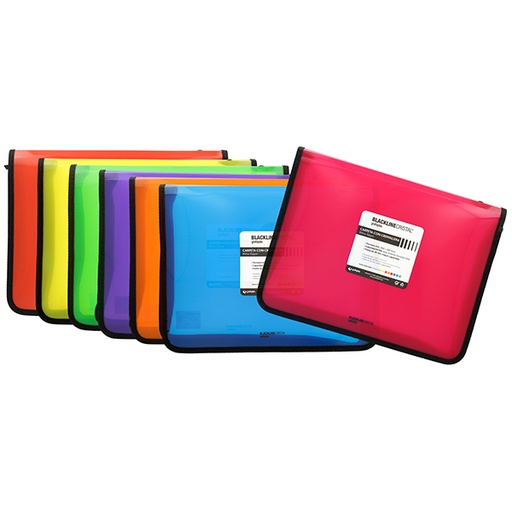 [04800620 ] CARPETAS GRAFO 04800620  CREMALLERA PP TRANSLÚCIDO RAYADO OBLICUO A4+ VERDE BLACKLINE GRAFOPLÁS