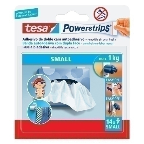 [58560-00000-01] CINTA ADHESIVA 58560-00000-01 DOBLE CARA TESA POWERSTRIPS TIRA PEQUEÑA estuche de 14