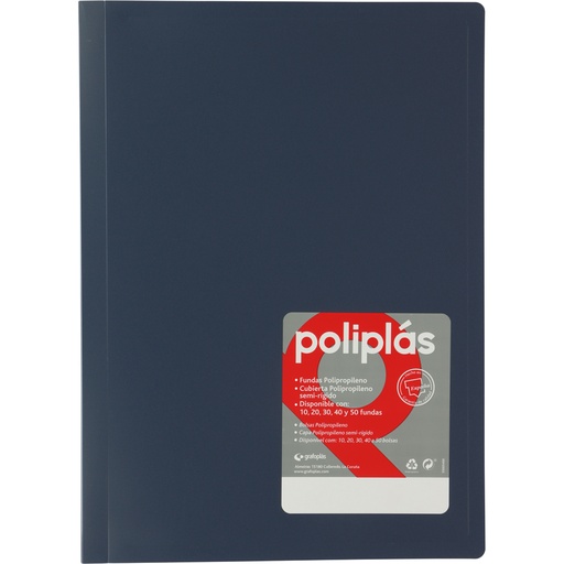[01470030] CARPETAS CON FUNDAS GRAFOPLÁS 01470030 POLIPLAS 30 FUNDAS FOLIO AZUL