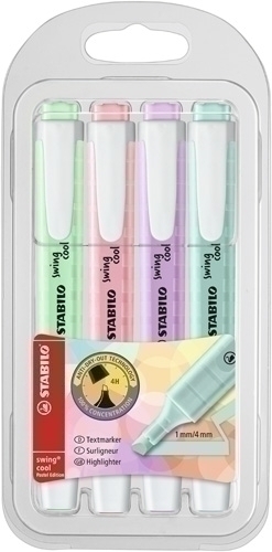 [275/4-08] ROTULADOR STABILO 275/4-08  SWING COOL PASTEL  (112, 125, 158, 194)PACK 4 UNIDADES