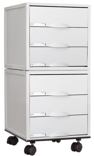 [8506CGS] MODULO ARCHISYSTEM 8506CGS CON DOS MÓDULOS DE 3 CAJONES, INCLUYE BASE METÁLICA CON 4 RUEDAS Y FRENOS