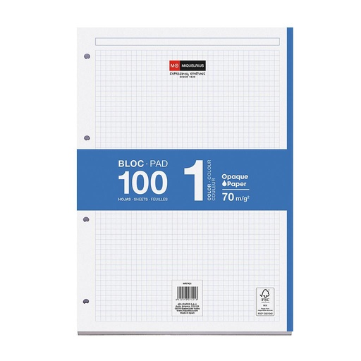 [MR7421] CUADERNO MR7421 BLOC NB1 A4 100 CLA AZUL 4 TALADROS