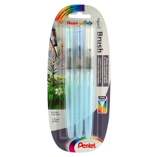 [XFRH-3BFM] BLISTER PENTEL XFRH-3BFM 3 UNIDADES PINCEL AGUA PUNTA FINA,MEDIA Y GRUESA