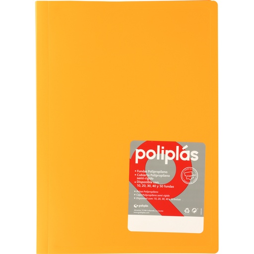 [01320055] CARPETAS CON FUNDAS GRAFOPLÁS 01320055 POLIPLAS 20 FUNDAS  DIN-A4 MANDARIN