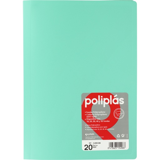 [01450026] CARPETAS CON FUNDAS GRAFOPLÁS 01450026 POLIPLAS 20 FUNDAS FOLIO MINT