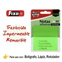 NOTAS FIXO 65007825 PACK 50 NOTAS ADH. 75X75MM TRANSLUCIDAS VERDE NEON