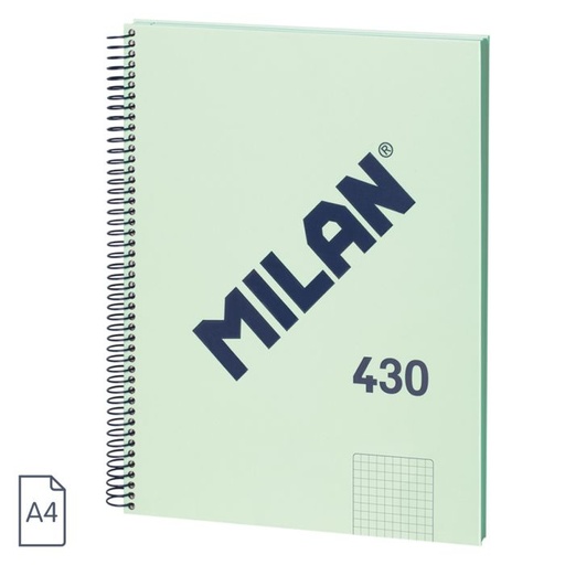 [57143E80GR] CUADERNO MILAN 57143E80GR ESPIRAL CUADRICULA A4 80 H. VERDE