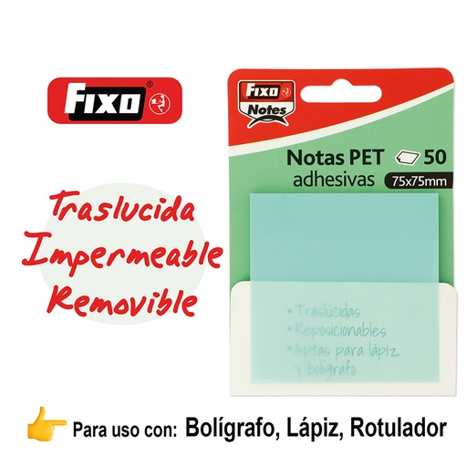 [65007892] NOTAS FIXO 65007892 PACK 50 NOTAS ADH. 75X75MM MINT PASTEL