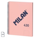 CUADERNO MILAN 57141E80P TAPA DURA A4 CON ESPIRAL 80 H. BLANCAS DE 95 GR. COLECCION 430 SINCE 1918 ROSA