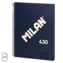 CUADERNO MILAN 57141E80B TAPA DURA A4 CON ESPIRAL 80 H. BLANCAS DE 95 GR. COLECCION 430 SINCE 1918 AZUL
