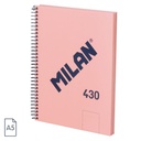 CUADERNO MILAN 57151E80P TAPA DURA A5 CON ESPIRAL 80 H. PAPEL BLANCO DE 95 GR. COLECCION 430 SINCE 1918 ROSA