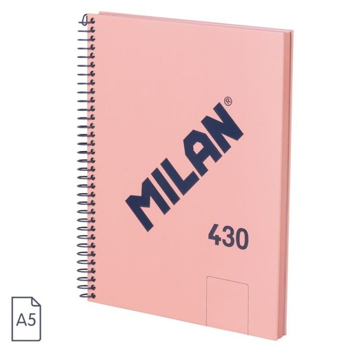 [57151E80P] CUADERNO MILAN 57151E80P TAPA DURA A5 CON ESPIRAL 80 H. PAPEL BLANCO DE 95 GR. COLECCION 430 SINCE 1918 ROSA