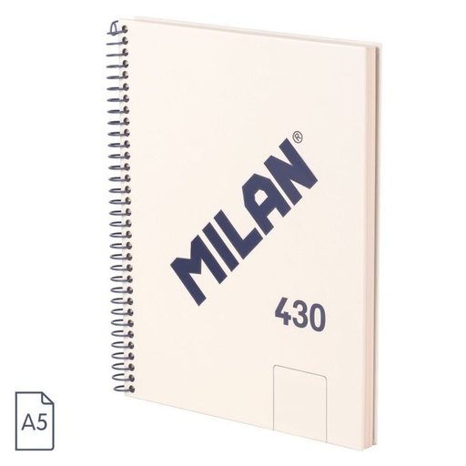[57151E80BG] CUADERNO MILAN 57151E80BG TAPA DURA A5 CON ESPIRAL 80 H. PAPEL BLANCO DE 95 GR. COLECCION 430 SINCE 1918 BEIGE