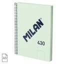 CUADERNO MILAN 57151E80GR TAPA DURA A5 CON ESPIRAL 80 H. PAPEL BLANCO DE 95 GR. COLECCION 430 SINCE 1918 VERDE