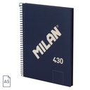CUADERNO MILAN 57151E80B TAPA DURA A5 CON ESPIRAL 80 H. PAPEL BLANCO DE 95 GR. COLECCION 430 SINCE 1918 AZUL
