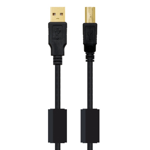 [10.01.1205] CABLE 10.01.1205 NANOCABLE  USB 2.0 IMPRESORA ALTA CALIDAD CON FERRITA, TIPO A/M-B/M, NEGRO, 5.0M