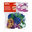 GOMA EVA APLI 13487 ALFABETO ADH. PURPURINA COLORES 52UN