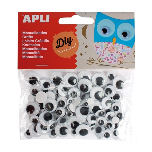 [13263] OJOS APLI 13263 MOVILES NEGROS ADH. REDONDOS 100UN