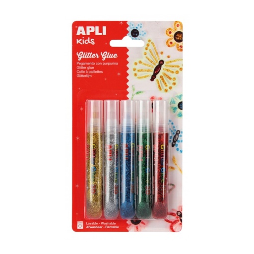 [13223] PEGAMENTO APLI 13223 GLITTER GLUE METALIZADO 3D 5UN