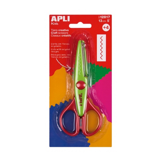 [12817] TIJERA APLI 12817 CREATIVA ZIGZAG   VERDE 13CM