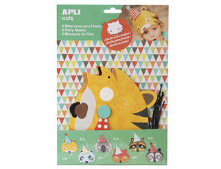 [14489] MASCARAS APLI 14489 ANIMALES INVITACION CUMPLEAÑOS CARTON 6UN 