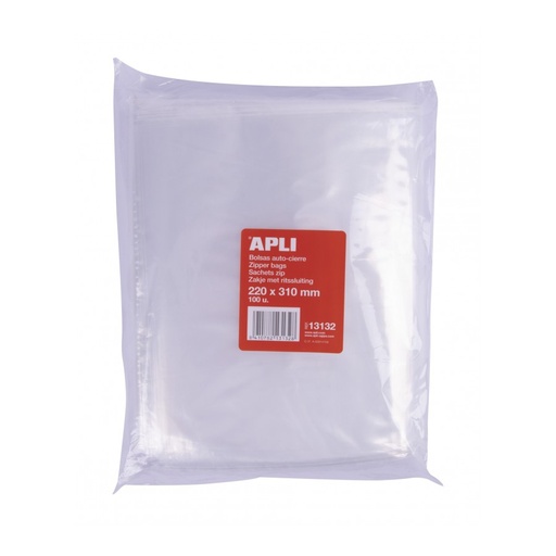 [13132] BOLSA APLI 13132 AUTOCIERRE 220x310MM PAQ. 100UN