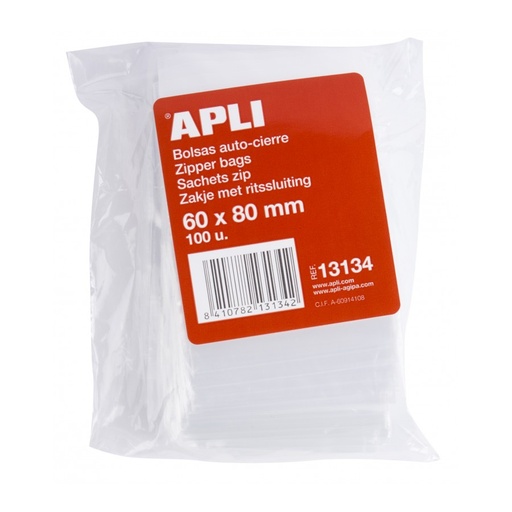 [13134] BOLSA APLI 13134 AUTOCIERRE 60x80MM PAQ. 100UN